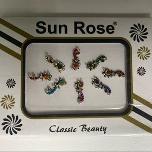 8 Multicolored Long Forehead Bindis